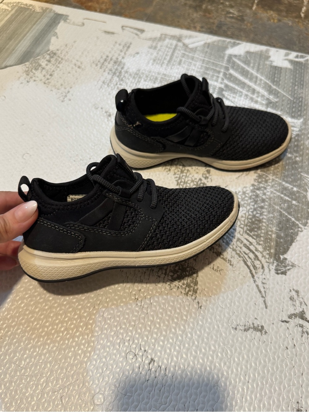 Florsheim Black Knit Kids Sneaker with white Sole